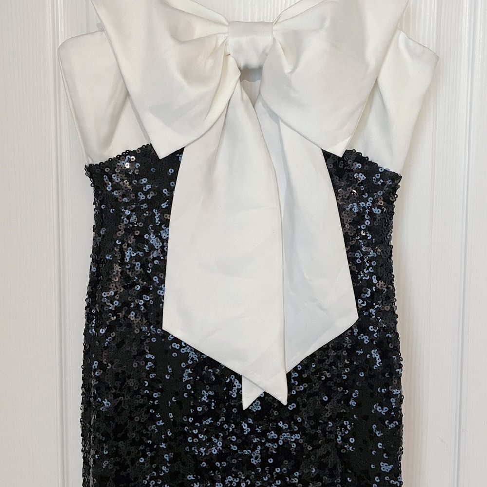 Strapless Sequin Gown with Bow